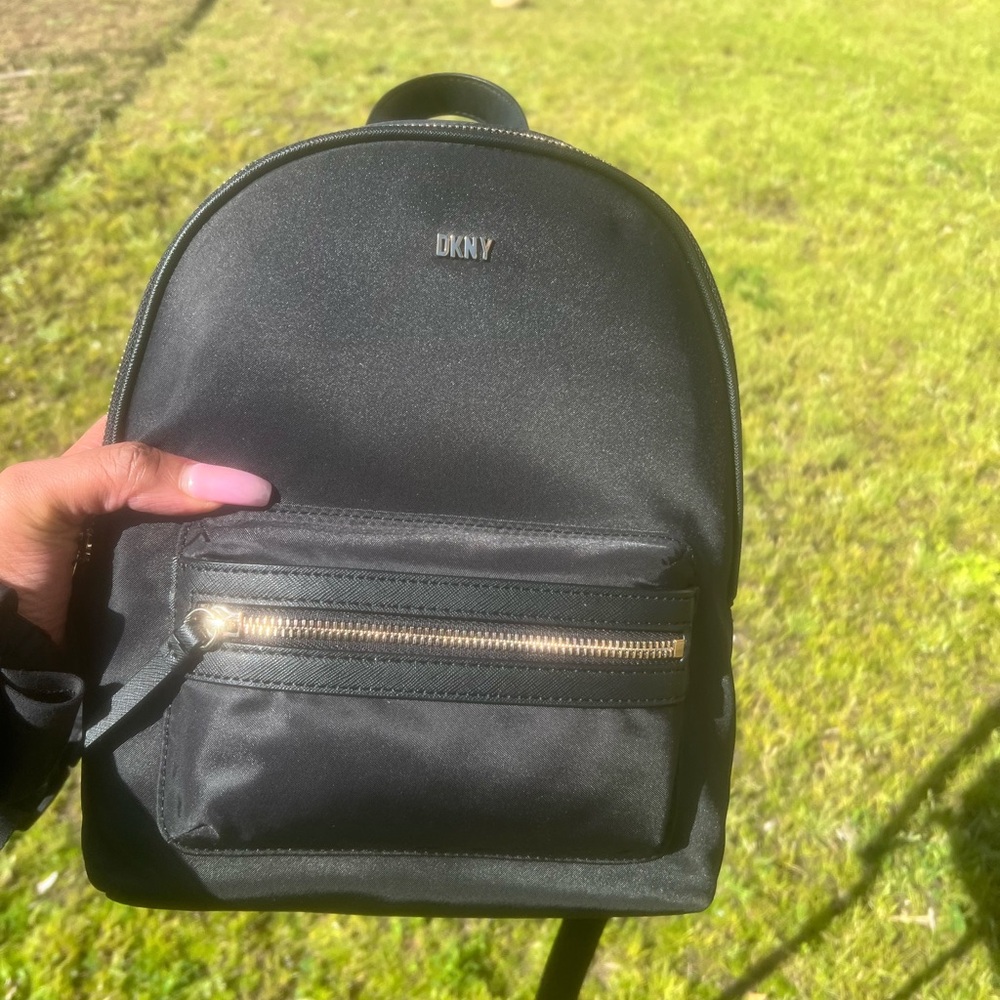 DKNY Black Backpack with Gold Hardware